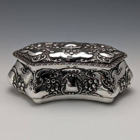 1905年 英国アンティーク 純銀製 ジュエリーボックス 202g Jones & Crompton